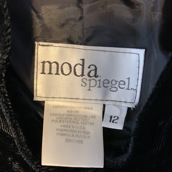 Moda spiegel size 12 collarless black crushed velvet button down blazer topper - Picture 6 of 9